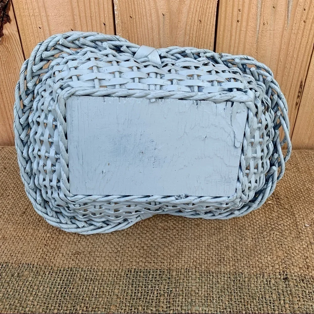 Cute Small Vintage Soft Blue / Gray Farm Basket Bathroom Kitchen